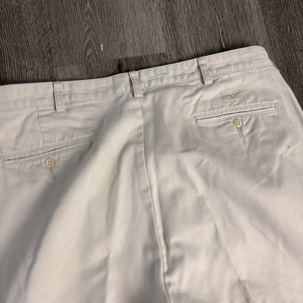 Vtg‎ Polo Ralph Lauren Hammond Pants 38x32 (Fits 36x31) Bone Pleated Cuff Chino